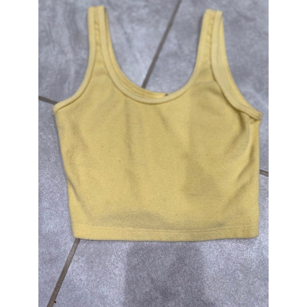 Pac Sun Terry Cloth Yellow Cropped Tank Top Size XS